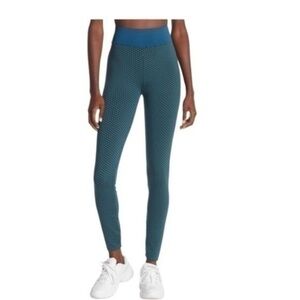 Ookie & Lala Nordstrom High Waisted Honeycomb Leggings Large Neon Green NWT